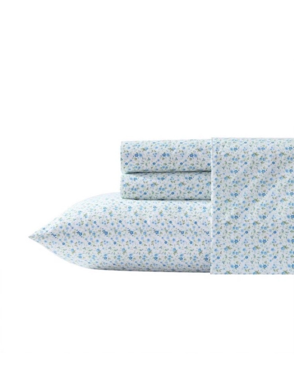 Laura Ashley ~ FULL Evie Blue Floral Sheet Set ~ 100%  Percale Cotton - Picture 2 of 8